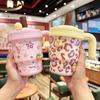High-Capacity Cute Insulated Straw Mug for Girls - Perfect for Students, Office, Car, or Desktop Use