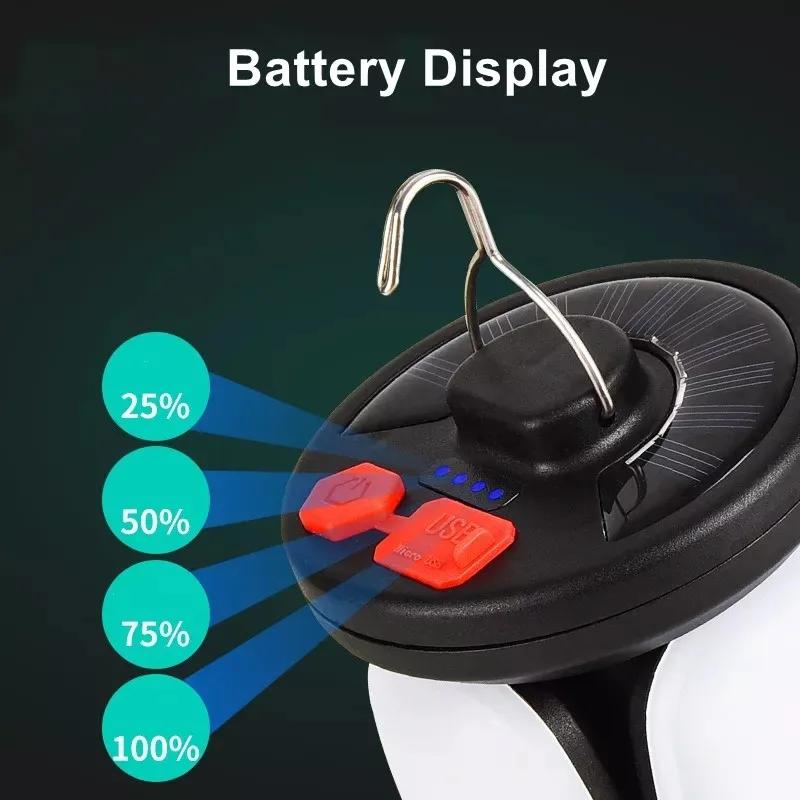 1-5PCS Camping Lantern LED Lamp with 6 Light Modes Ultra Bright LED Tent Lamp USB & Solar Rechargeable Hiking Lights for Fishing