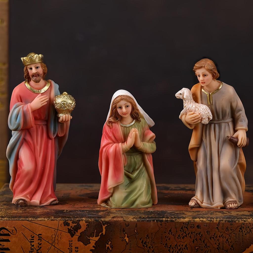 Christmas Nativity Set Christmas Decorations Religious Jesus Figurines Manger Small Figurines Nativity Scene Holiday Decor