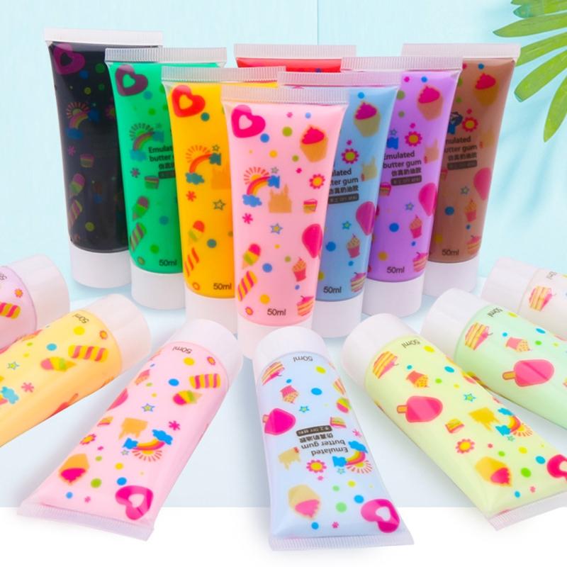 2pcs 50g Simulation Cream Clay Adhesive Gel Multicolor Fake Whipped Cake Cream Glue DIY Phone Case Shell Kit Handmade Home Decor