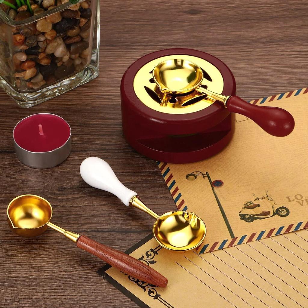 1set Wax Seal Warmer,Wax Seal Kit with Wax Seal Spoon for Melting Wax Seal Beads Or Sealing Wax Sticks