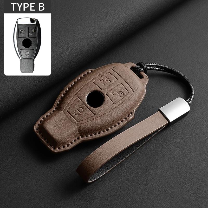 """Pouzdro na klíč od auta z plné kůže s odklápěcím víkem pro Mercedes Benz třídy A C E S G GLC CLE CLA GLB GLS GLA W177 W205 W213 W222 X167"""