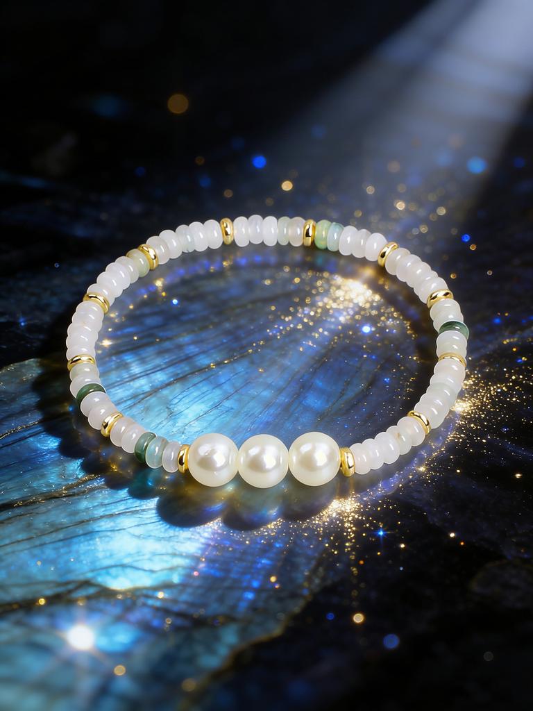 Natural Stone Simulated Pearl Bracelet Green Aventurine 4mm Abacus Beads Handmade Reiki Energy Charm Bracelet Bohemian Jewelry