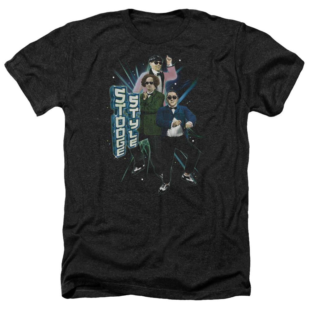 Three Stooges Heather T-Shirt Stooge Style Black Tee Unisex T-Shirt L