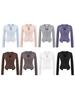 Women's Slim-Fit Korean Style Waist-Cinching Cardigan and T-Shirt Set