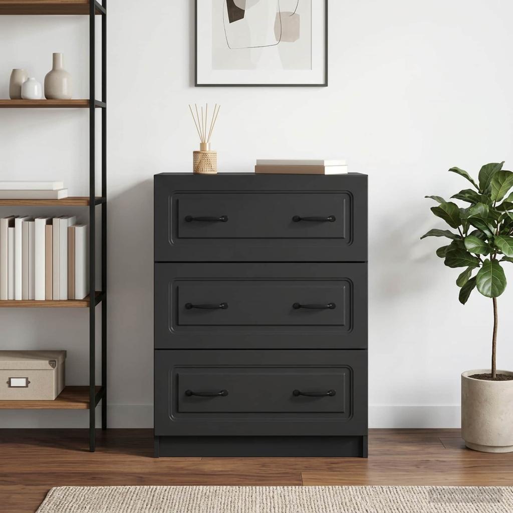 Drawer Cabinet Black 66 x 34.5 x 87 cm Particleboard