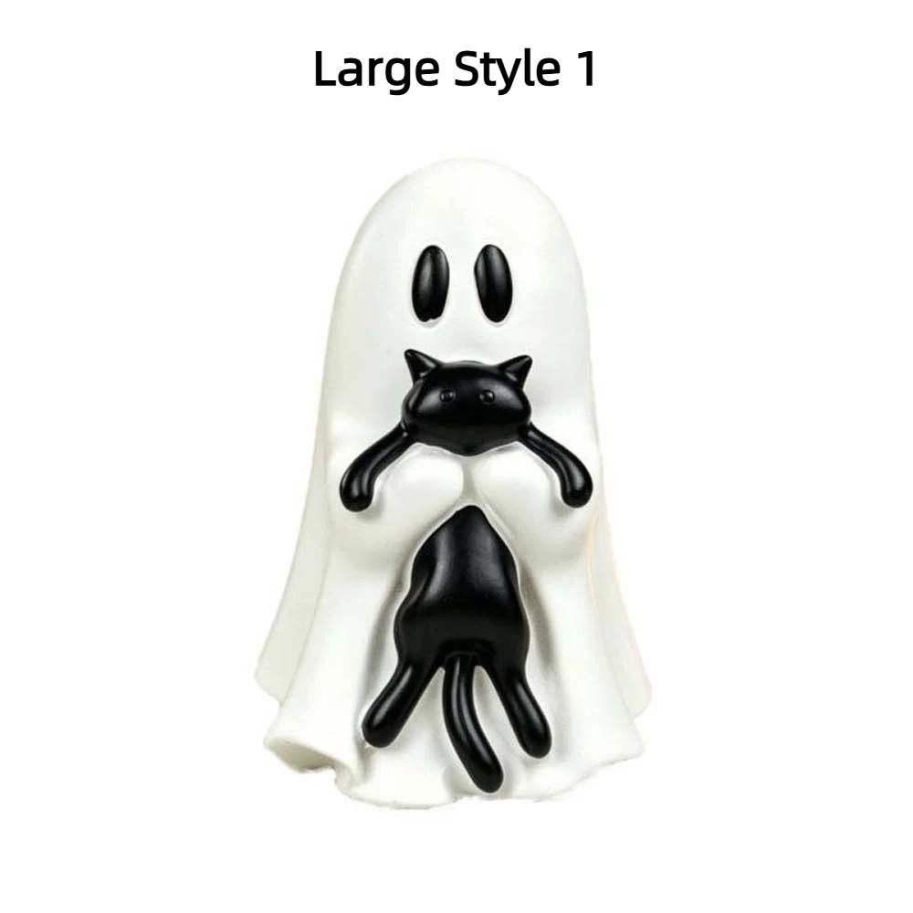 Cute Style Spooky Ghost Statue Smooth Surface Halloween Table Decor Ghost Cat Ornament Office Desk