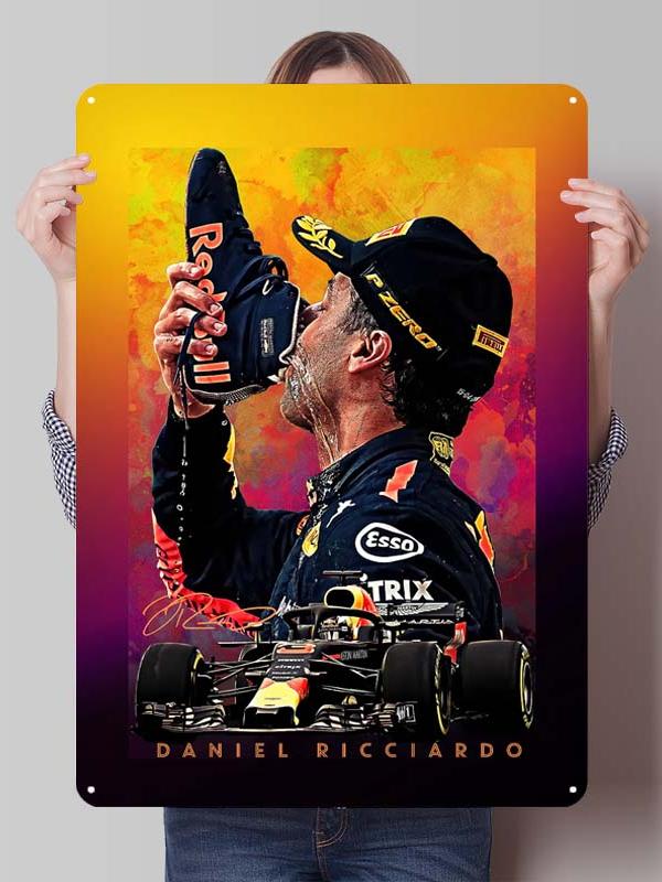 Daniel Ricciardo Plakaty Wyścigowe F1 Metalowe Znaki Dekoracja Wystrój Salonu Mężczyźni Niestandardowe Blaszane Tabliczki do Dekoracji Ścian