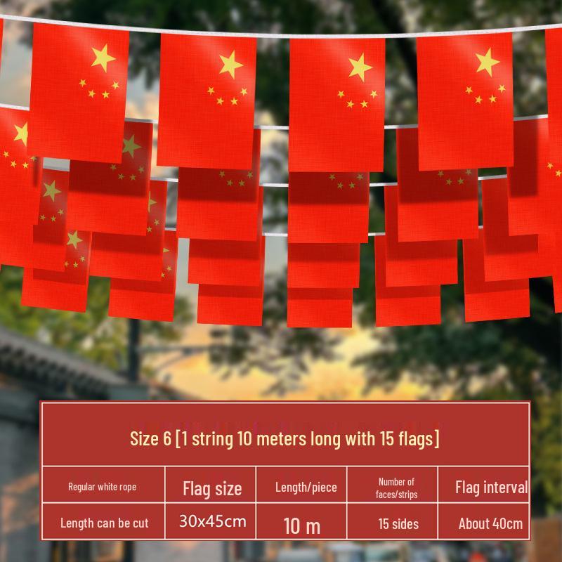 Small Five-Star Red Flag String Pennants - National Day Decoration for Shopping Malls