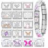 Shiny Zircon Butterfly Snowflake Heart Maple Italian Charm Links Fit 9mm Stainless Steel Bracelet Women Jewelry DIY Making Gifts