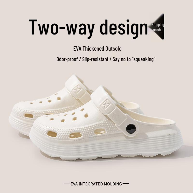 Women's EVA Hole Shoes: Stepping on Soft Feel - Closed Toe, Non-Slip Beach Sandals with Thick Sole for Summer Outdoor Wear
