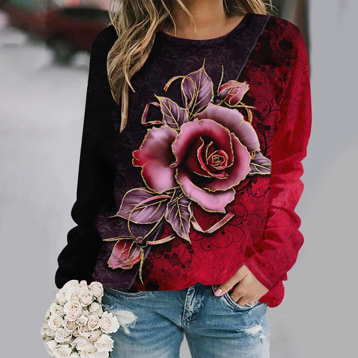 

Осень и зима новая мода круглый вырез длинный рукав с принтом элегантный повседневный свободный худи S