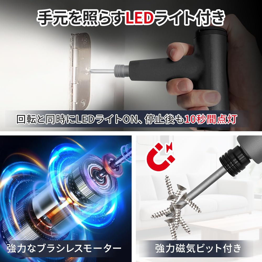 IXP Compact Electric Screwdriver Set with 3 Torque Adjustable LED 10 Manual Electric 1500 mAh High USB 60 Minutes of Continuous Magnetic Flexible 27