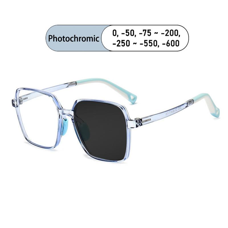 Brand Design Boy Square Large Frame Anti Blue Light Prescription  Myopia Glasses Girls Photochromic Astigmatism Children Eyewear