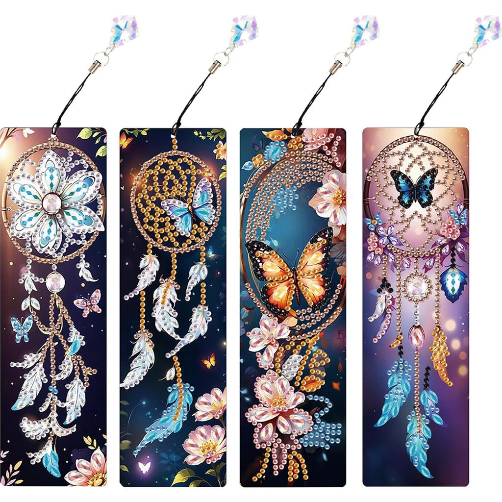 4Pcs DIY Diamond Painting Bookmark Diamond Bookmark Art Projects Diamond Art Bookmark Gift for Book Lovers Mosaic Art Supplies
