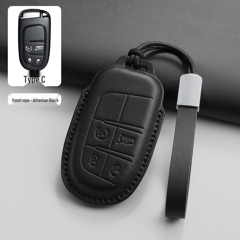 Leather Car Key Holder for Jeep Compass and Dodge Renegade