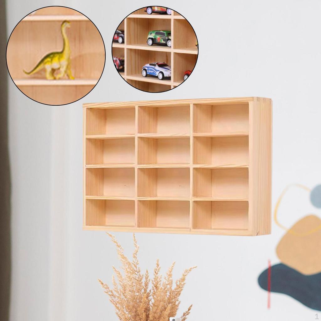 Wooden Toy Car Display Shelf Cabinet Home Party Gift Storage Rack Organizer Case for Farmhouse