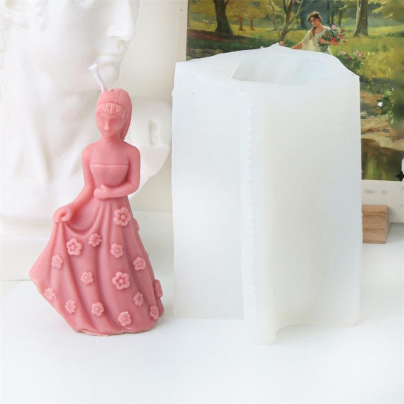 Flexible Silicone Mold Handmade Scented Candle Mould Flower Dress Girl Aromatherapys Jewelry Mold Home Decorations