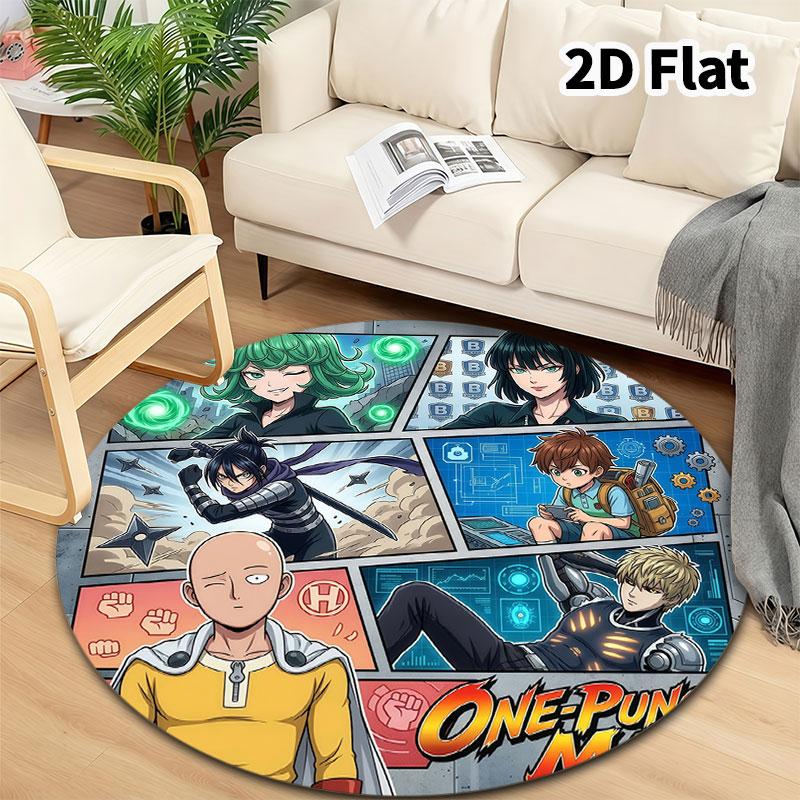 Onepunch Man Round Area Rug Carpet Rug For Living Room Bedroom Sofa Playroom Decor Nonslip Floor Mat