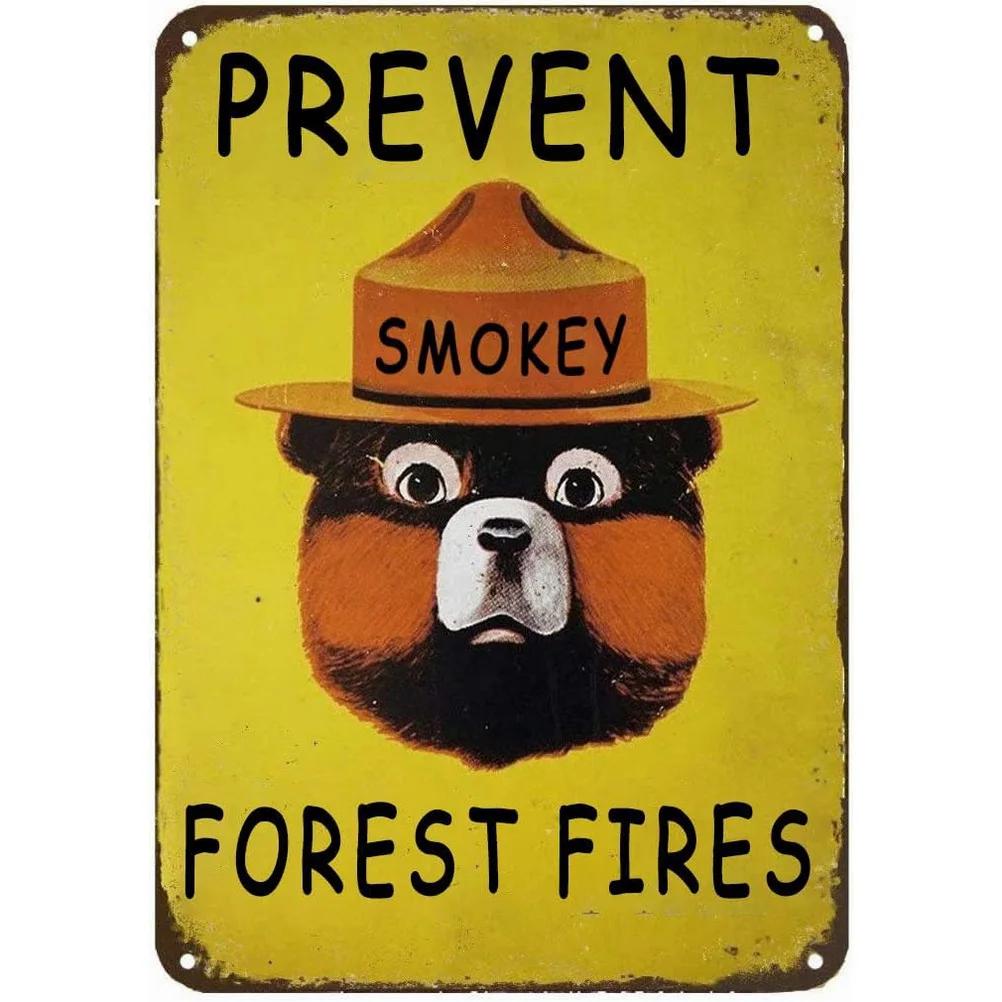 Warning Metal Tin Signs Plaque Prevent WildFires Wall Decoration Vintage Iron Painting Art Posters for Forest Home Cafe Club Bar