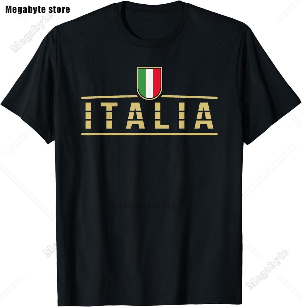 Italia TShirt Italy Flag Coat of Arms Tee Shirt Repubblica Italiana Italian Heritage Vintage T Shirt Guys Streetwear Crew Neck