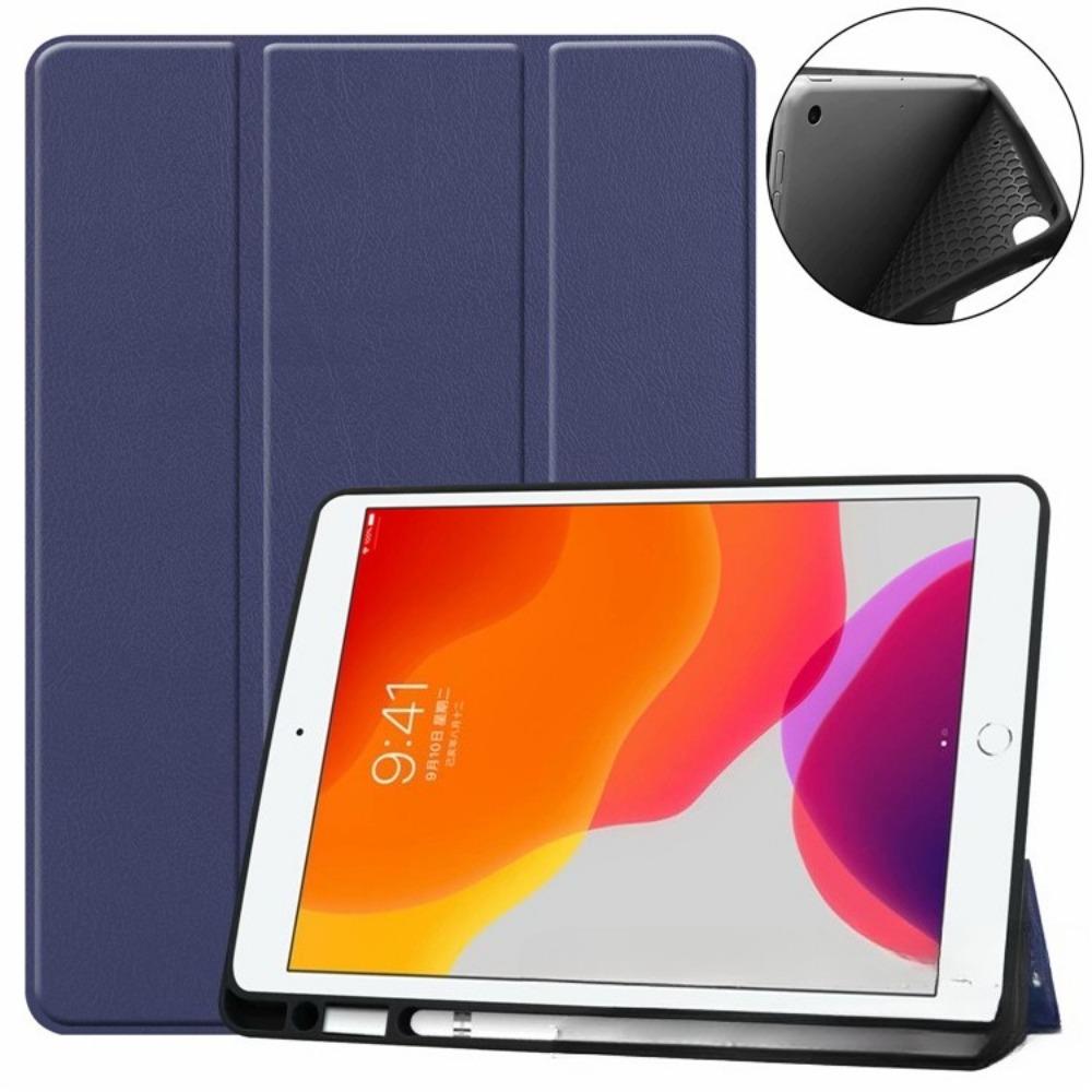 Dreifach gefaltete Lederhülle für iPad Mini 7 mit Apple Pencil-Schlitz Auto Sleep/Wake Cover