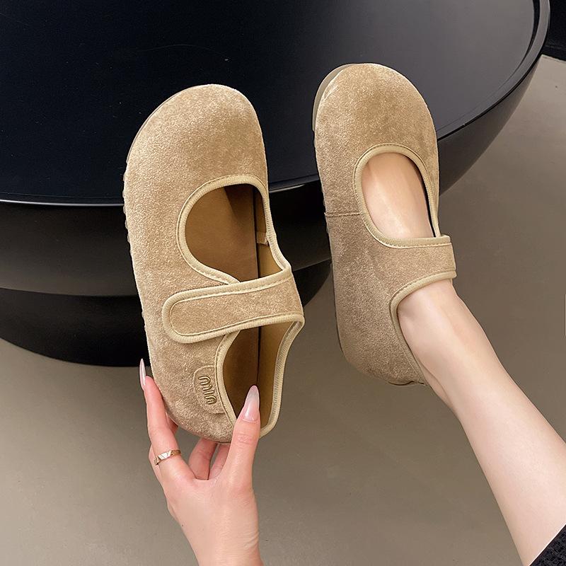 Mori retro yellow Boken shoes women's shoes 2025 spring new shallow soft-soled grandma shoes Doudou flat-soled single shoes