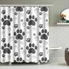 White Shower Curtain With Black Paw Prints Decorative Pet Print Shower Cover For Bathroom – Easy Installation Waterproof Materia