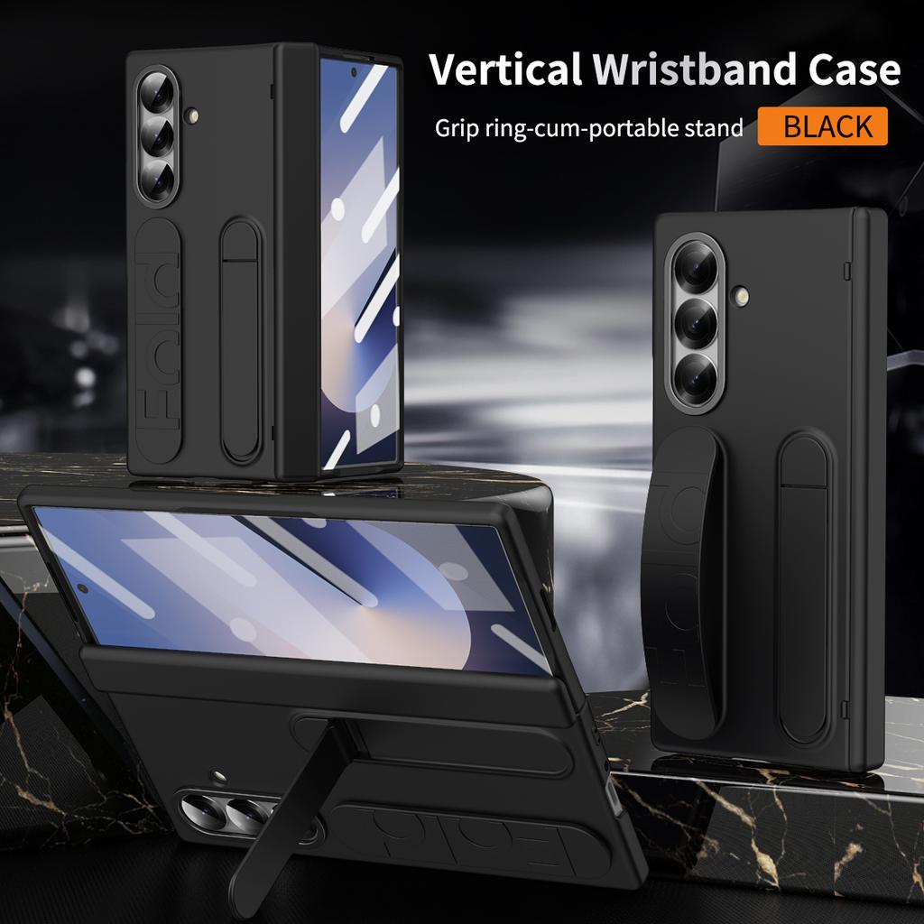 Luxur Wristband Holder Hinge Pen Slot Phone Case for Samsung Galaxy Z Fold 7 6 5 4 3 with Screen Protect Film Shockproof Cover