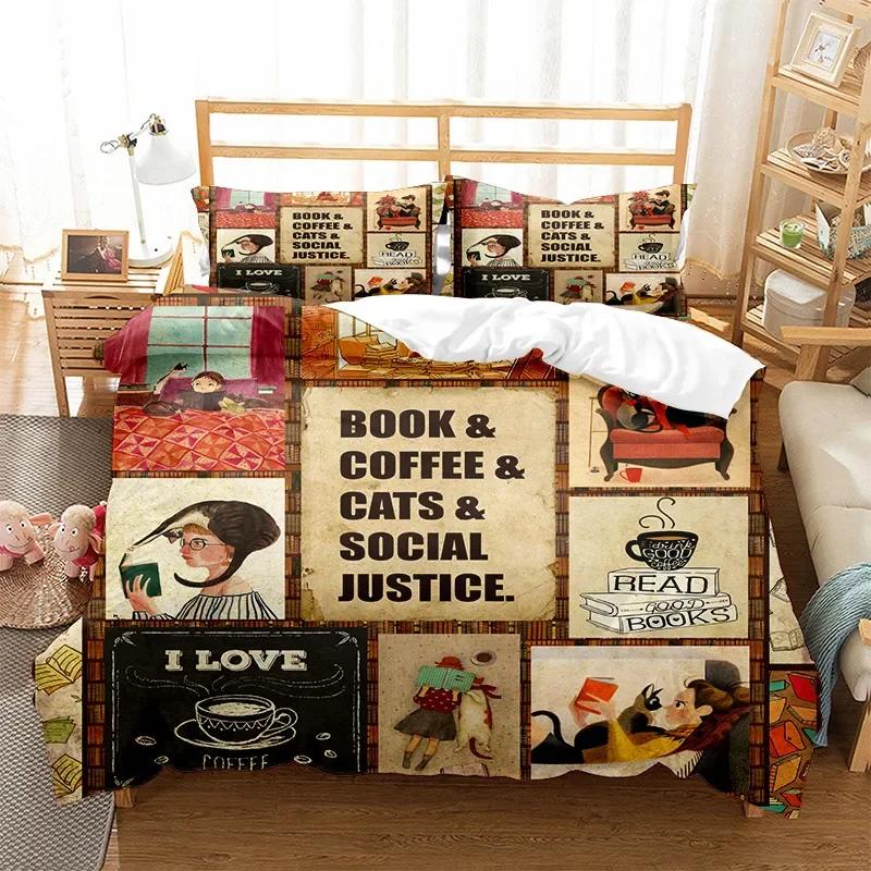Book Duvet Cover Library Bookshelf Bedding Set Microfiber 3D Print Comforter Cover Full Twin King For Kids Teen With Pillowcases