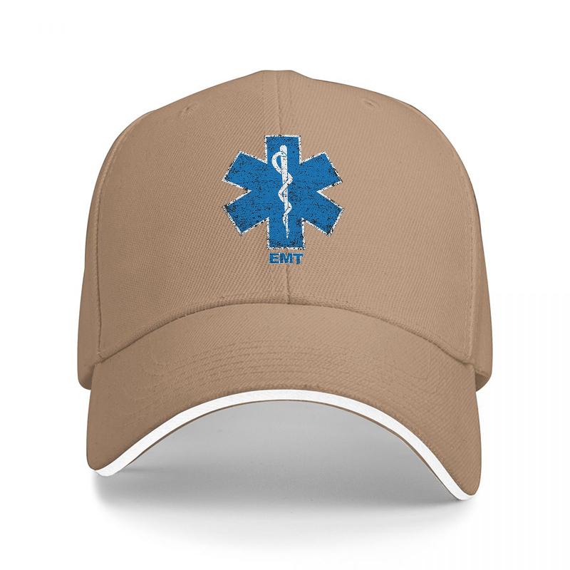 Star of Life Medical Emblem Black Baseball Cap with Blue Symbol and White Trim Design for Emergency Services Enthusiasts