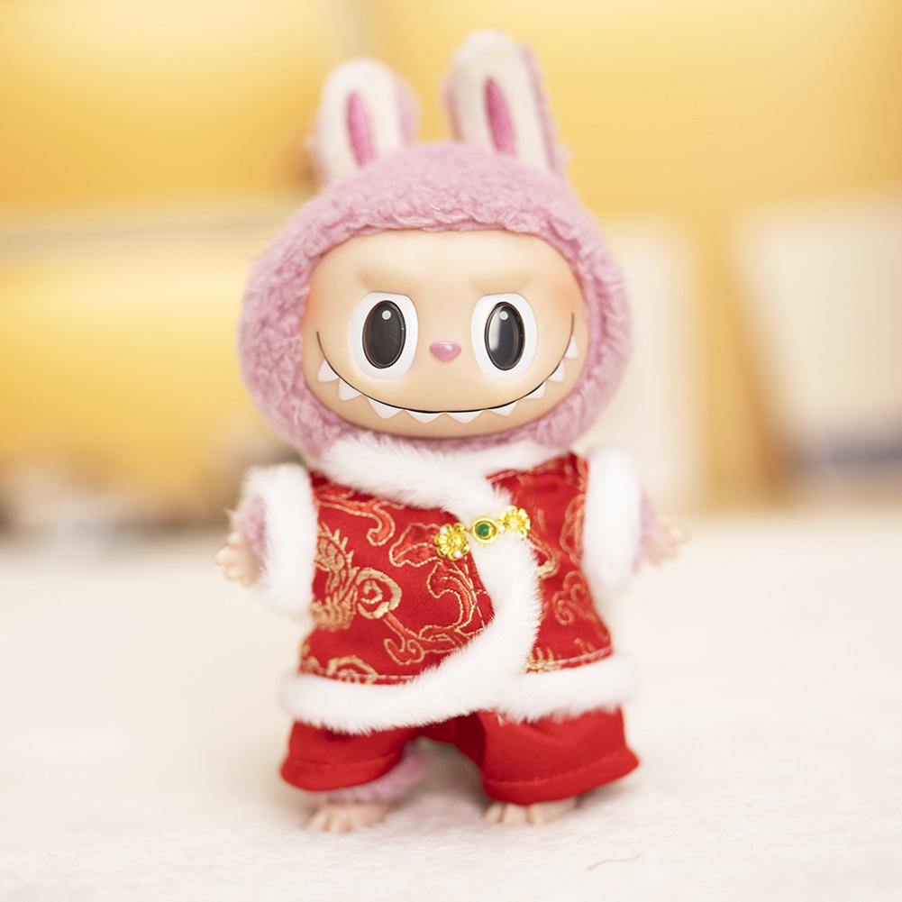 Doll Clothes Outfit Accessories For Labubu V2 V1 Plush Idol Doll's Clothing Red New Year Clothing Waistcoat Girl Gift