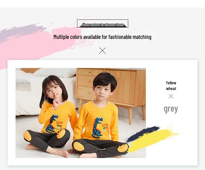 Pure Cotton Flannel Autumn/Winter Girls' Round Neck Underwear Set