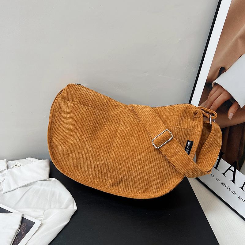 Japanese Harajuku corduroy bag female messenger ins cute dumpling bag literature and art student shoulder bag