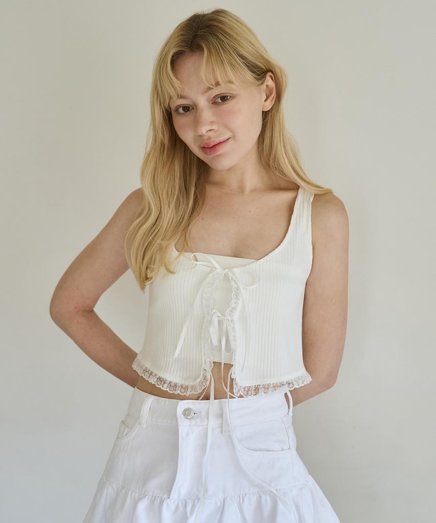 5OML Knit Lace Top (White)