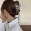 Exquisite Butterfly Tassel Hairpin Vintage Chain Ribbon Hair Claw Clip Crab for Women Silver Color Hair Accessories