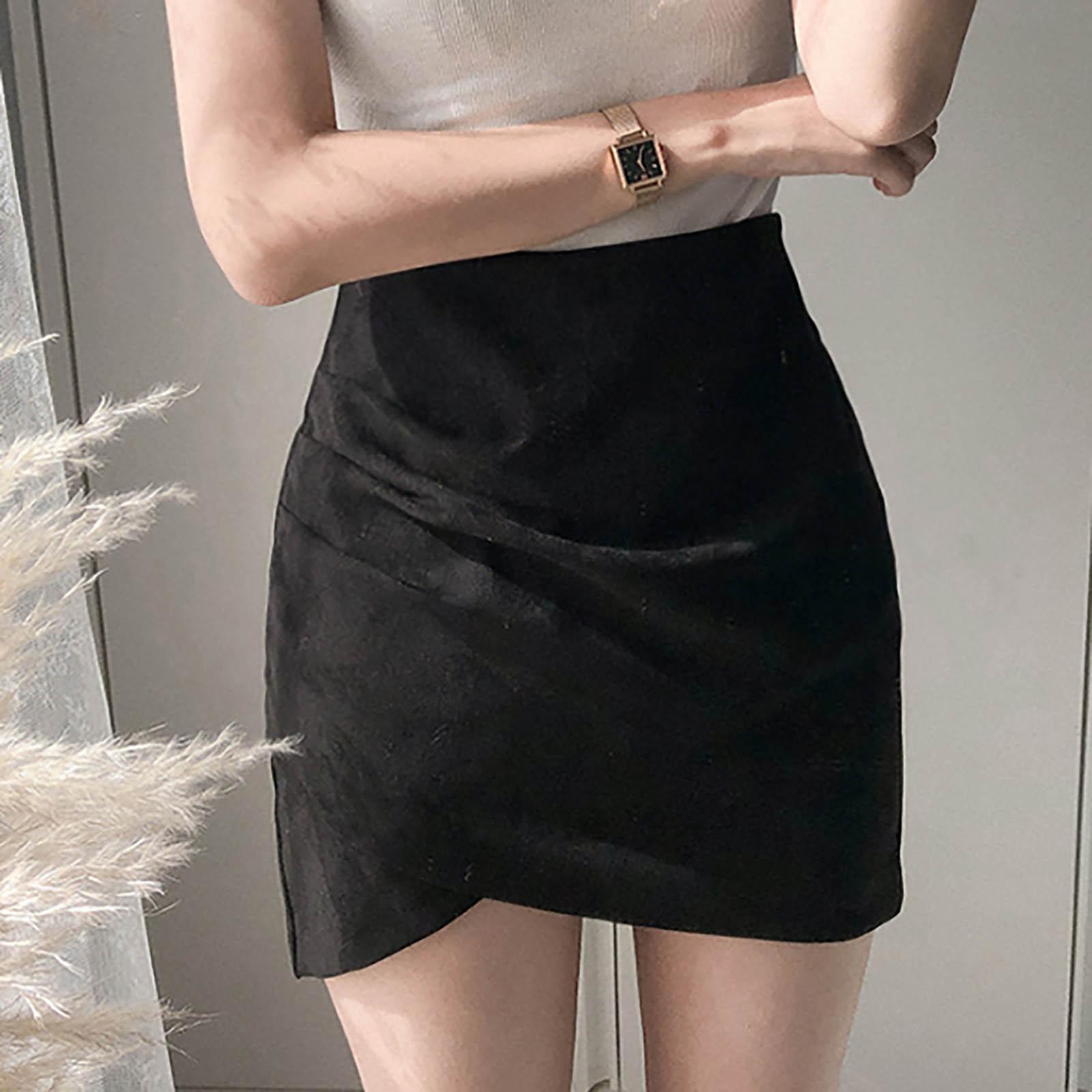 

Женская полуюбка, милая короткая юбка, однотонная, тонкая M чёрный