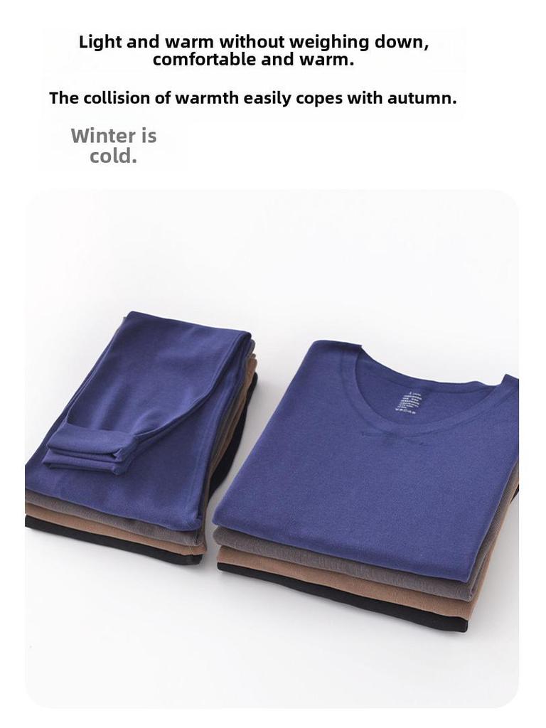 Men's Seamless Velvet Thermal Underwear Suit: Self-Heating, Plus Velvet, Autumn Set