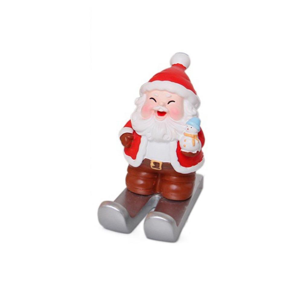 Christmas Style Santa Claus Phone Holder Snowman/Penguin/Elk Cartoon Phone Stand Resin Simulation Phone Support Christmas Day