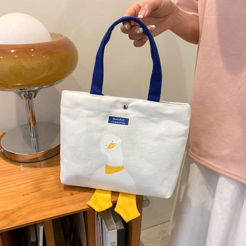 Summer New Duck Canvas Women's Bag, Cute and Fashionable Handbag, Fresh and Simple Shoulder Student Bag