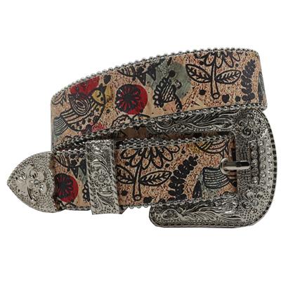 Foreign Graffiti Painting Trend Original Design Rhinestone Printing Belt Fashion Personality Pu Leather Belt