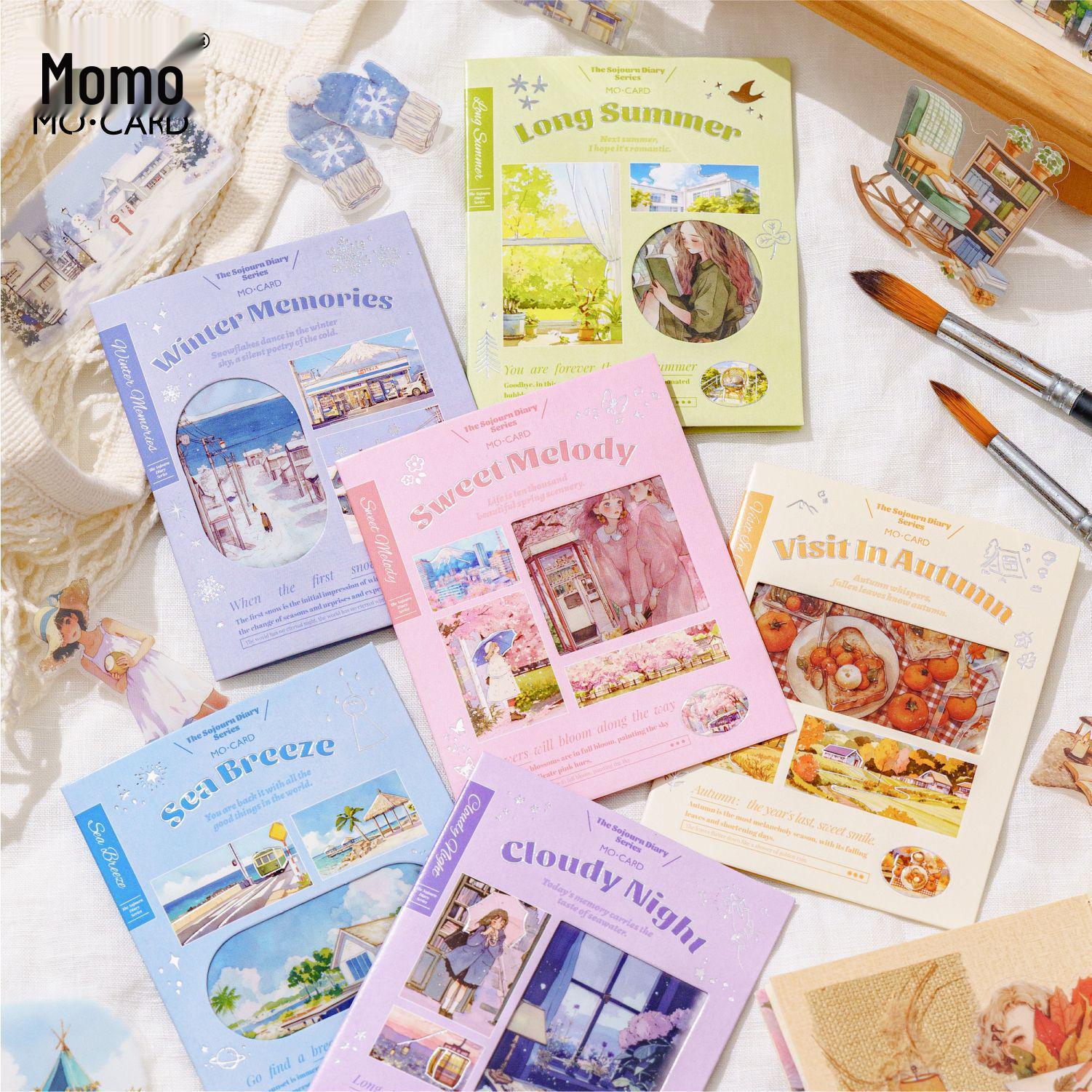 

Retro Watercolor Travel Diary Sticker Pack - Momo PET Collection