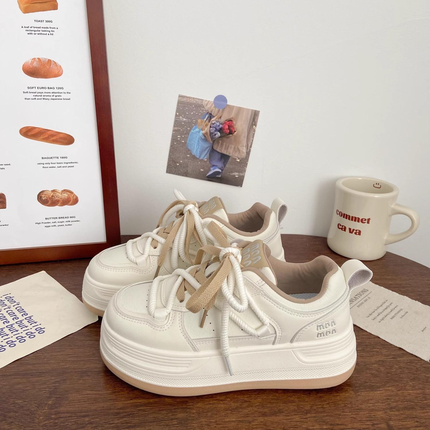 

2025 весна маленькие белые туфли новая корейская версия ins женские туфли студенческая платформа спортивные кеды повседневная уличная съемка низкие туфли 35 хаки