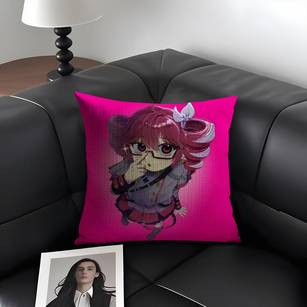 

FFukouna GirlL Kasane Cartoon Cushion Cover Natural Linen Organic Fabric DoubleSided Printing Sofa Home Decor Gift Pillow Case 30x30cm