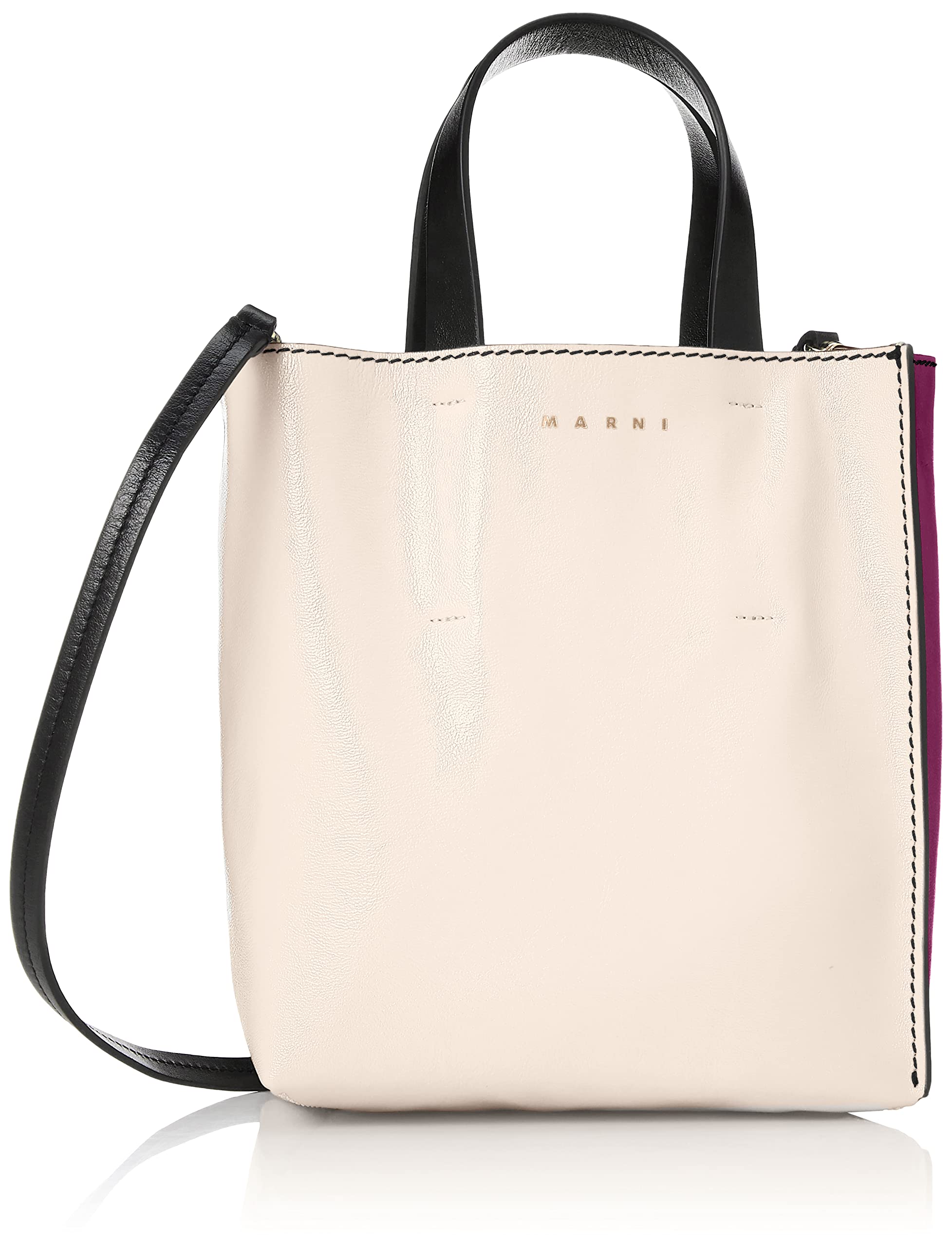 

Marni MUSEO Tote Bag SHMP0040L0P2644 NORTH-SOUTH Women s Shell/Plum [Used]