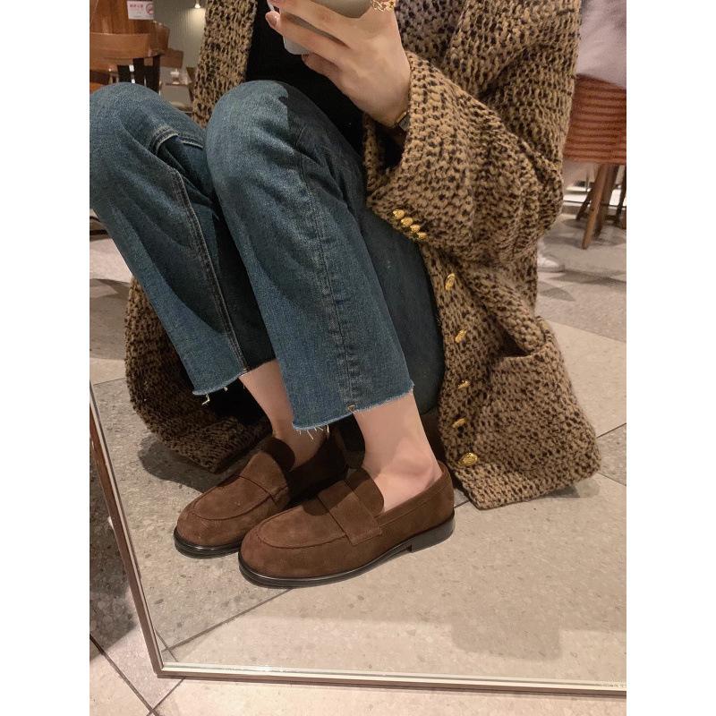 

Туфли ретро замшевые толстый каблук один педаль ленивая женщина осень 40