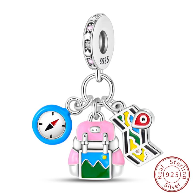 Love Traveling Copper Backpack Suitcase Luggage Camera Airplane Charms 3Mm Diy Fine Jewelry Making