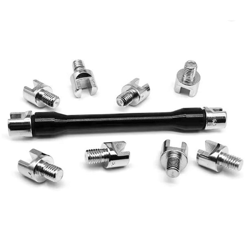 Universal Motorcycle Spoke Spanner Set with 10 Interchangeable Tips Spoke Adjuster Tool for Motorbike Wheel Adjustment