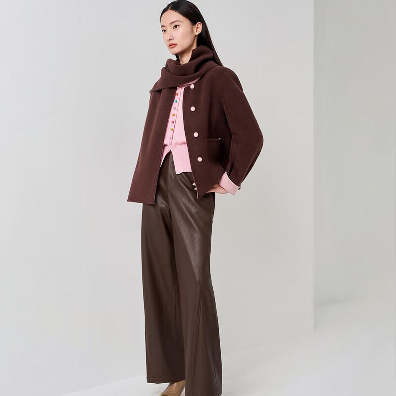 Iveni Women's Elegant Faux Leather Straight-Leg Trousers AEOH661