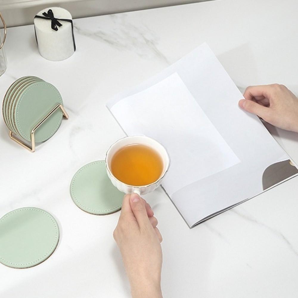 Tabletop Protection Drink Cup Mat Waterproof Coffee Mug Cushions PU Leather Cork Coaster  Drinkware